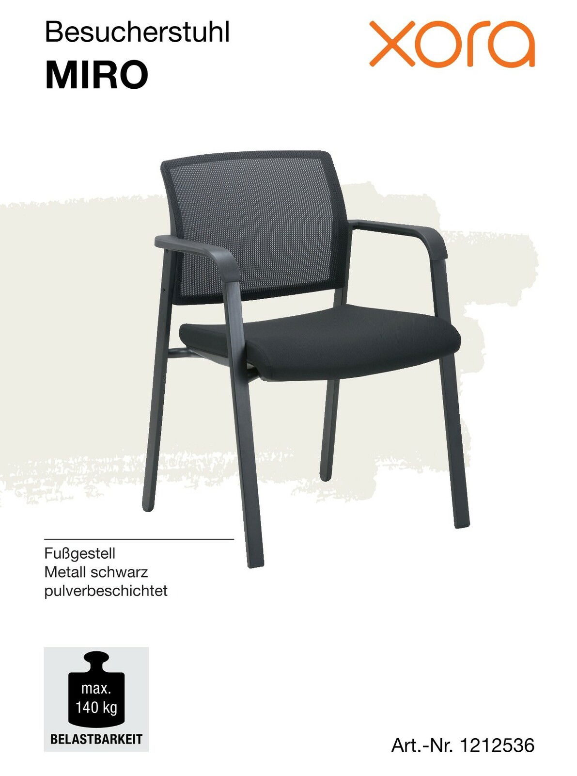 Besucherstuhl MIRO mit schwarzem Metallgestell, seitliche Perspektive