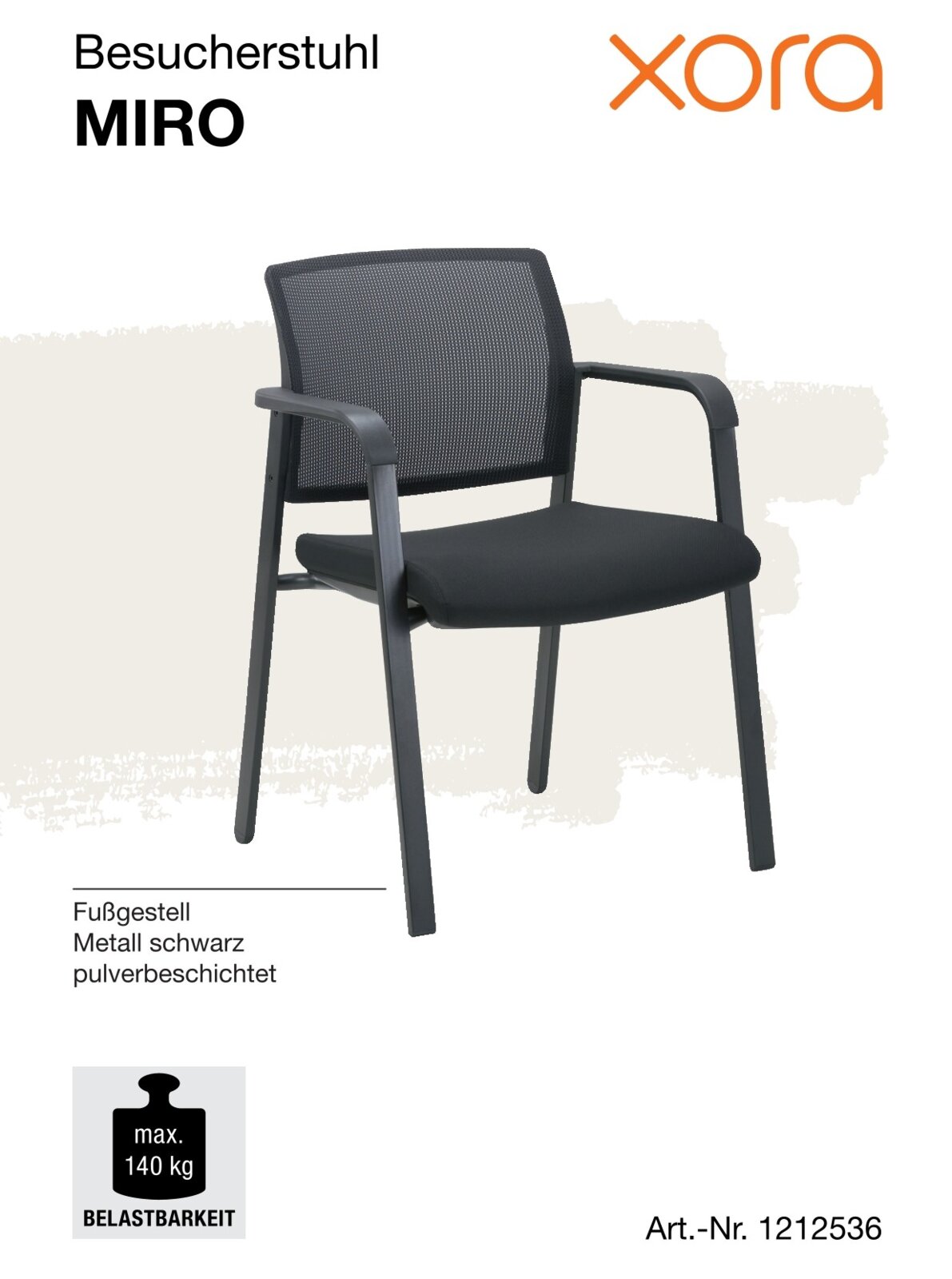 Besucherstuhl MIRO mit schwarzem Metallgestell, seitliche Perspektive