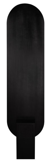 Rückansicht eines schwarzen Standspiegels mit abgerundeten Ecken, 45x180cm