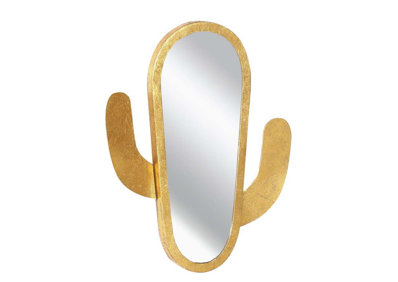 Goldener Wandspiegel in Kaktusform, Frontalansicht