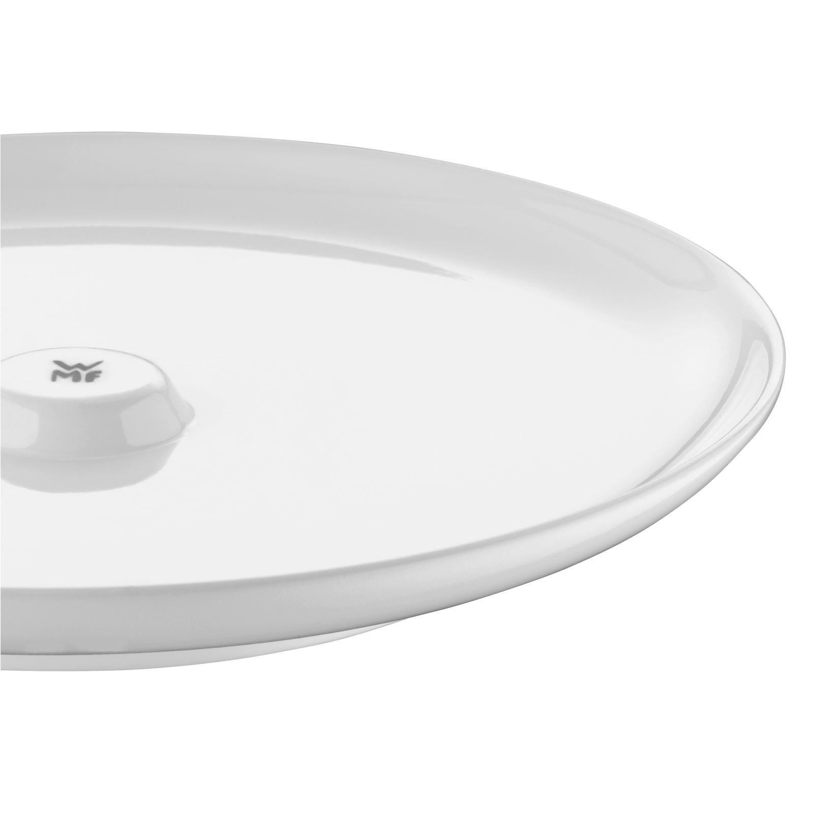 WMF Cafe Creme Tassen-Set 4-tlg. BARISTA Nahaufnahme einer weißen Untertasse der WMF Barista Cafe Creme Serie mit sichtbarem WMF-Logo.