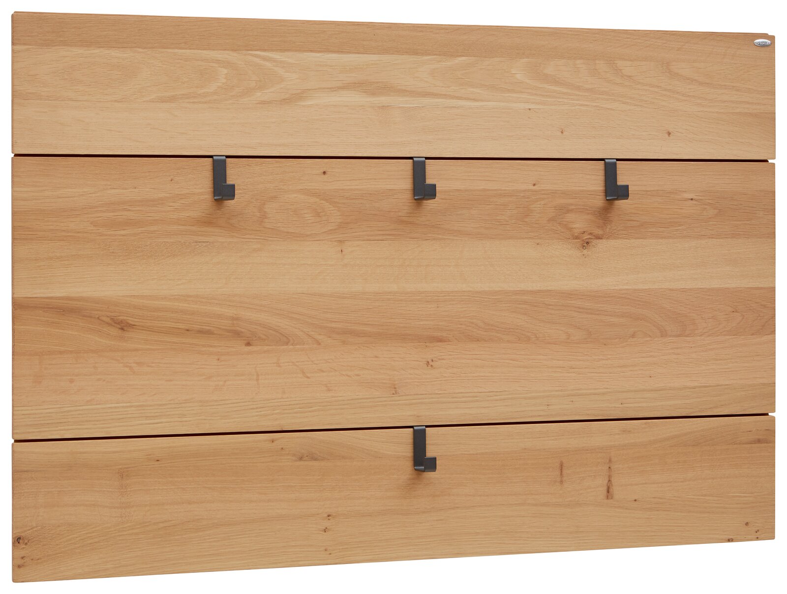 Voglauer Garderobenpaneel TAURINO Garderobenpaneel aus Holz mit mehreren schwarzen Haken, frontale Ansicht