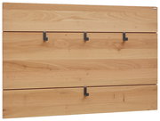 Garderobenpaneel aus Holz mit mehreren schwarzen Haken, frontale Ansicht