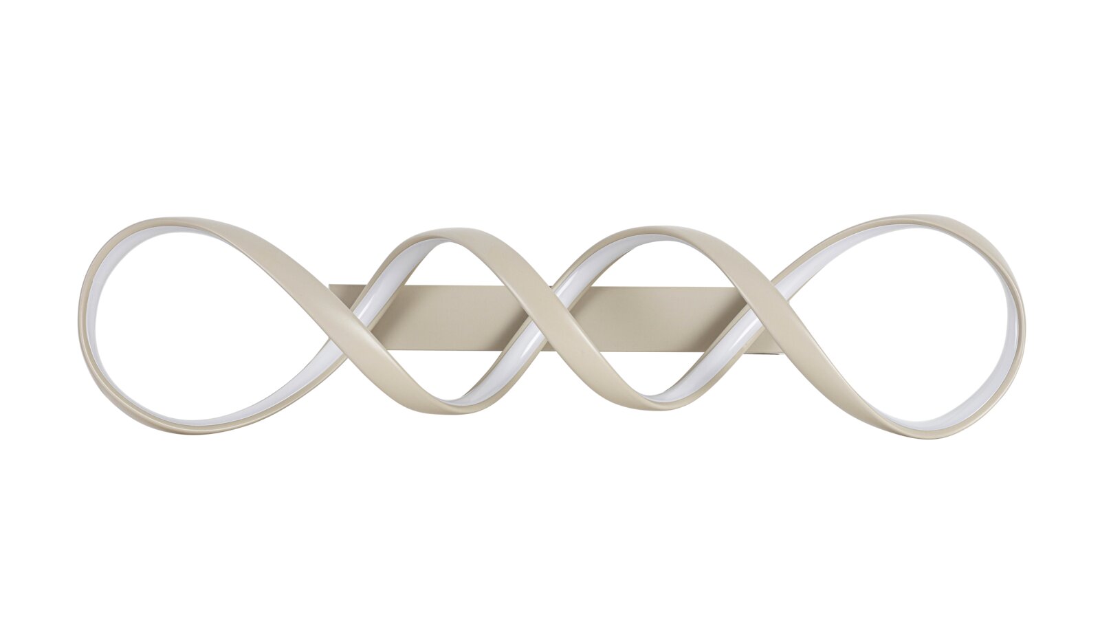 Moderne LED-Deckenleuchte mit geschwungenem Design, seitliche Perspektive