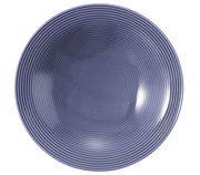 Blauer Suppenteller mit gerilltem Design, Ansicht von oben