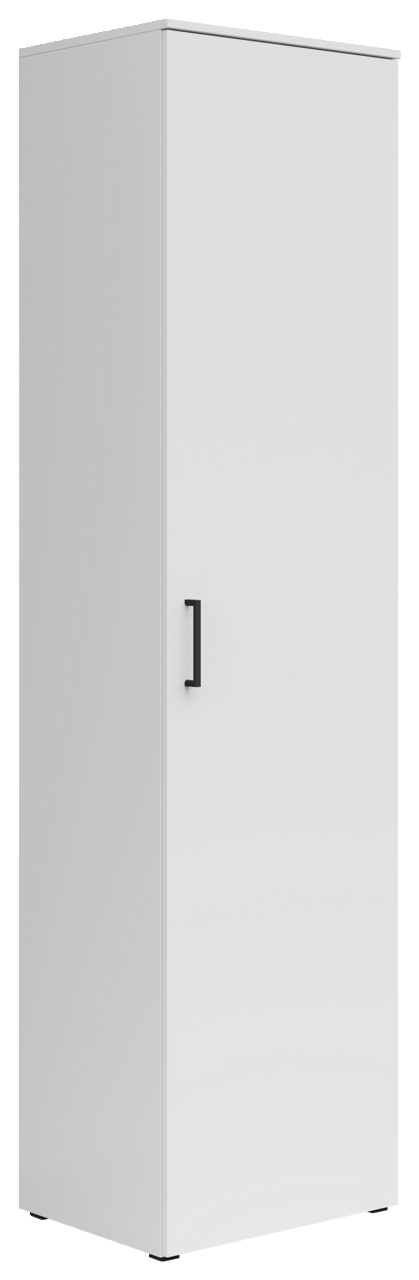 Carryhome Mehrzweckschrank MULTISTAURAUM Weißer Mehrzweckschrank mit schwarzem Griff, Frontalansicht leicht von der Seite