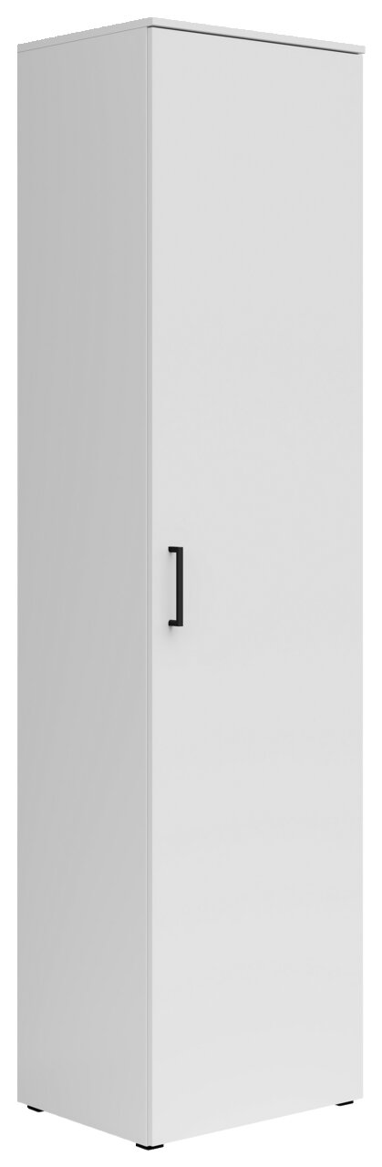 Carryhome Mehrzweckschrank MULTISTAURAUM Weißer Mehrzweckschrank mit schwarzem Griff, Frontalansicht leicht von der Seite