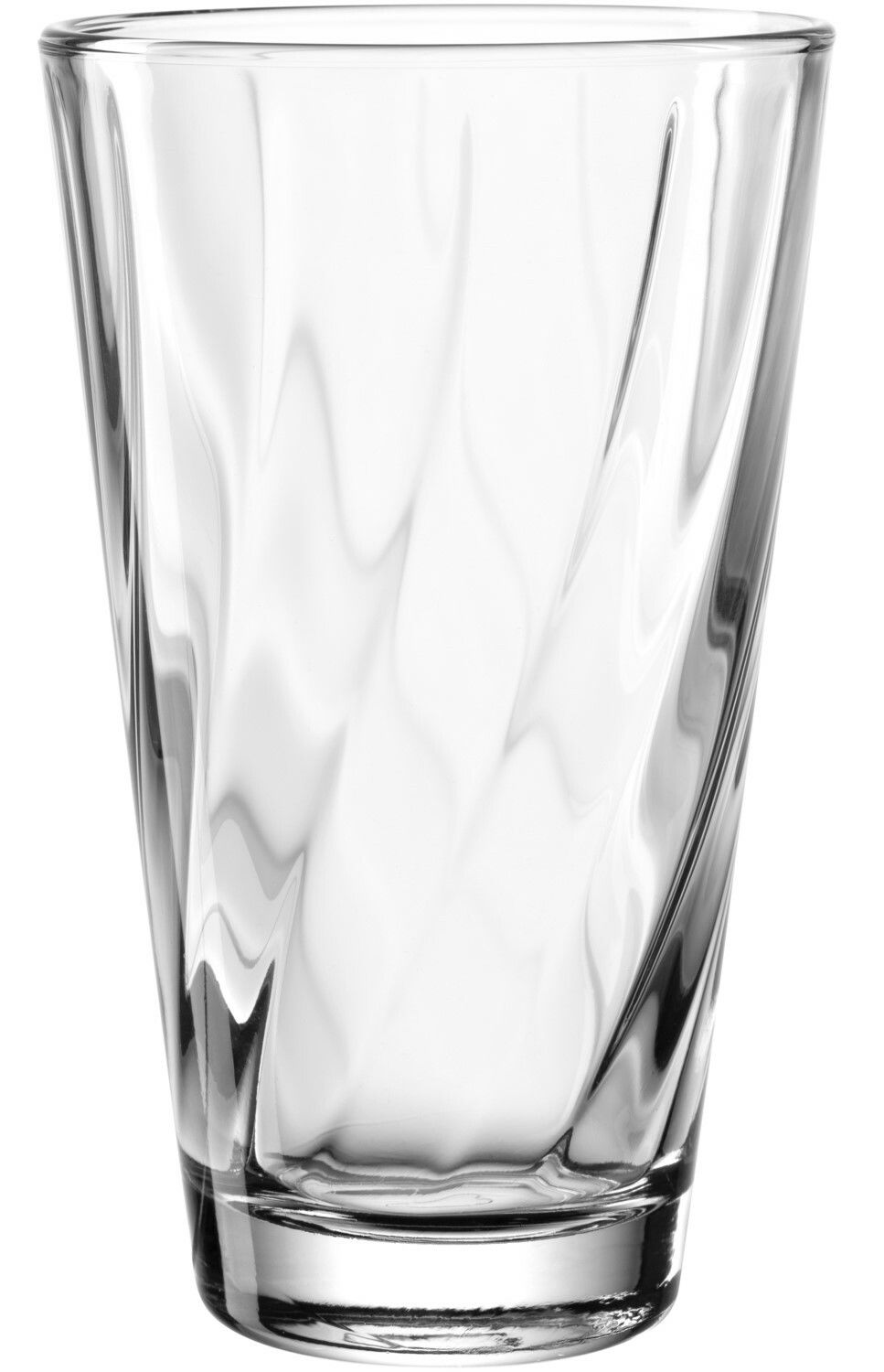 Leonardo Trinkglas TWIST Klares Trinkglas mit gedrehtem Design, seitliche Perspektive