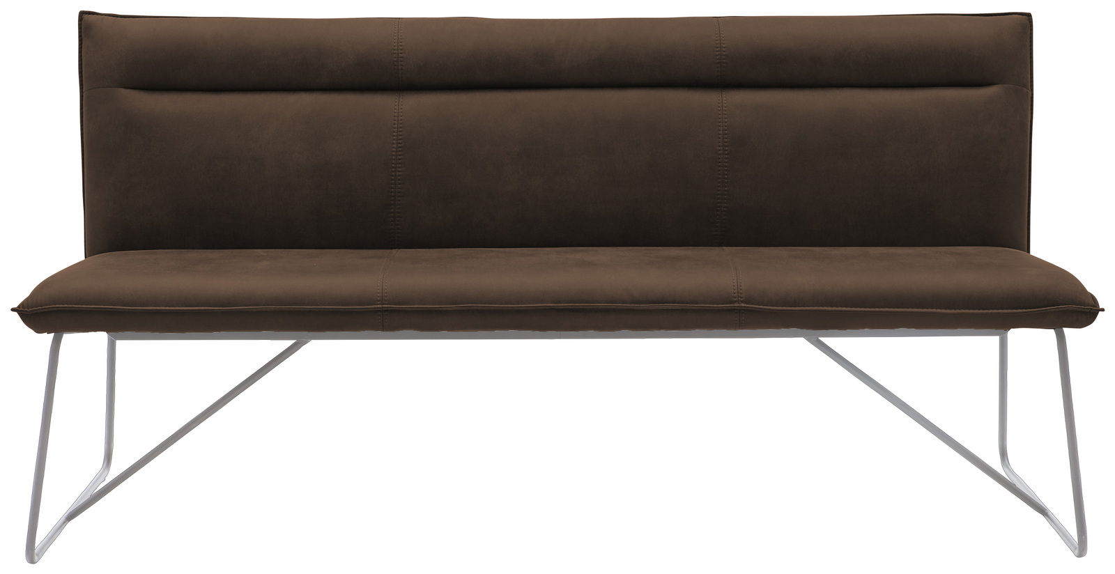 Braune Bank mit Metallbeinen, Vorderansicht