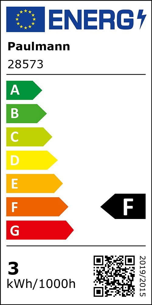 F (A (höchste Effizienz) bis G (geringste Effizienz))