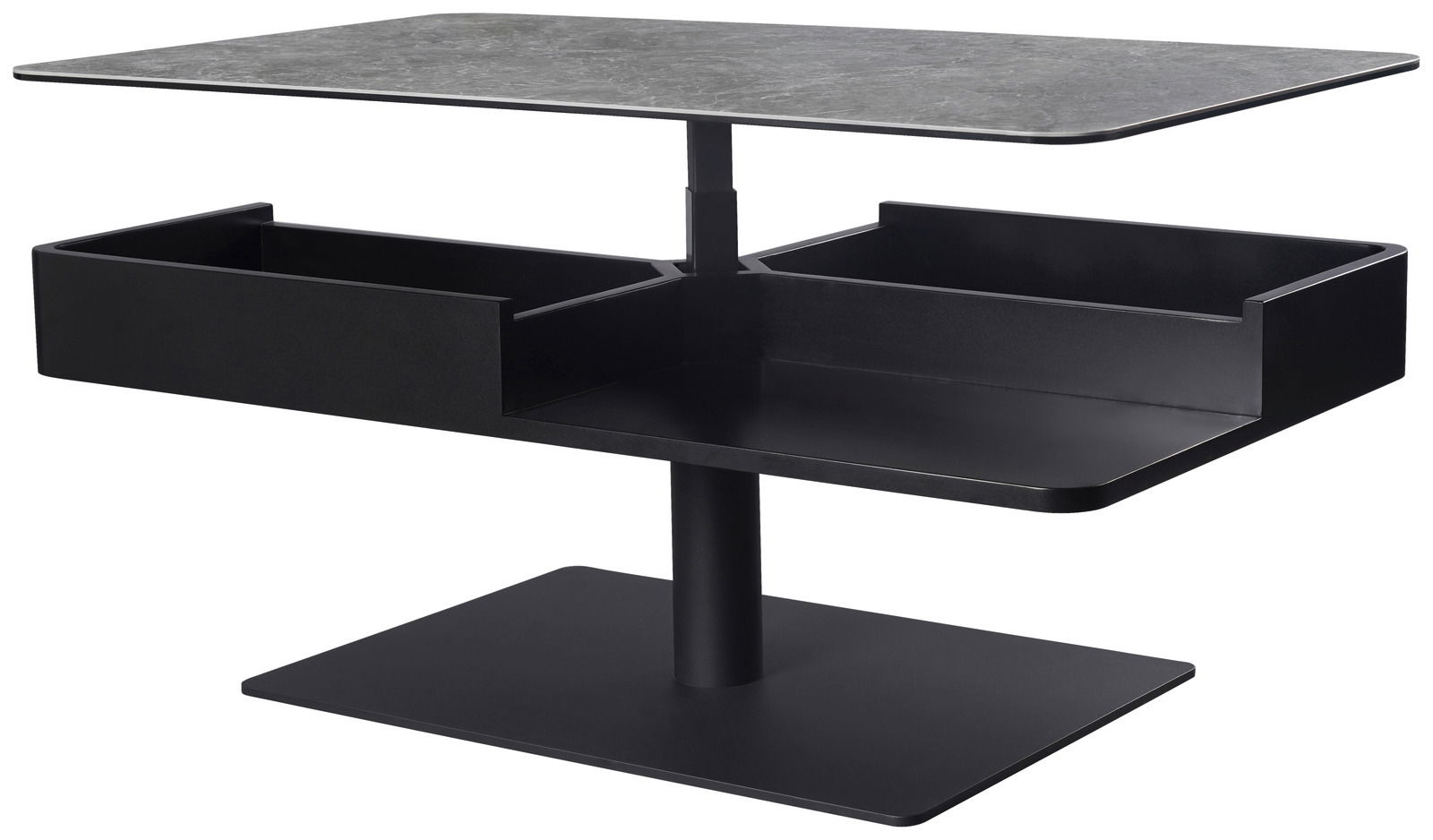 Dieter Knoll Couchtisch MADRID Moderner Couchtisch mit schwarzem Gestell und grauer Tischplatte, seitliche Perspektive