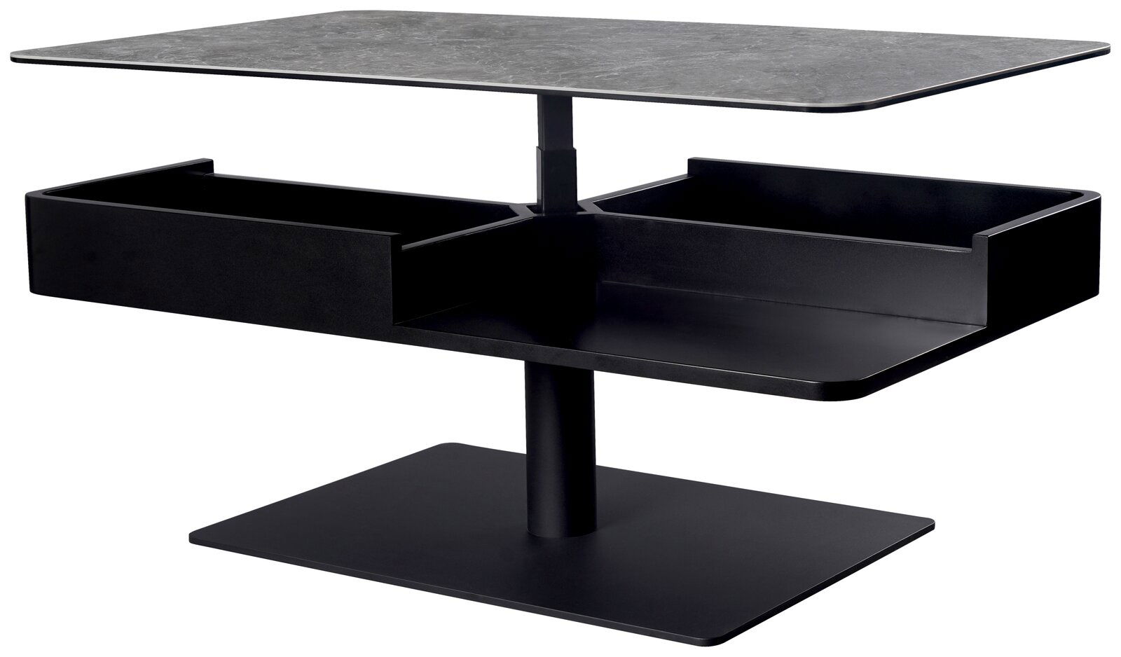 Dieter Knoll Couchtisch MADRID Moderner Couchtisch mit schwarzem Gestell und grauer Tischplatte, seitliche Perspektive