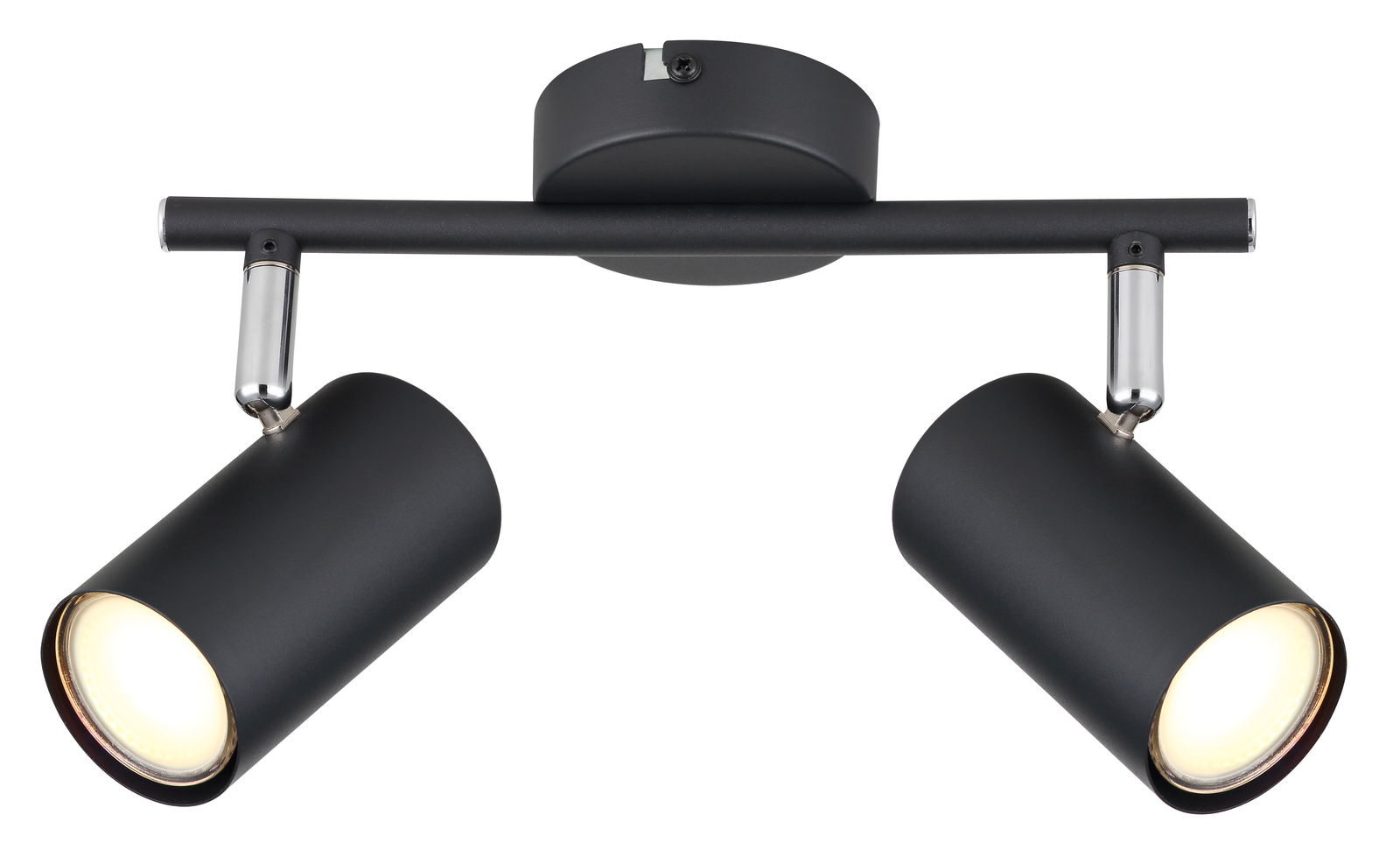 Globo Lighting Strahler ALLVI Moderner schwarzer Strahler mit zwei verstellbaren Leuchten, Ansicht von vorne.