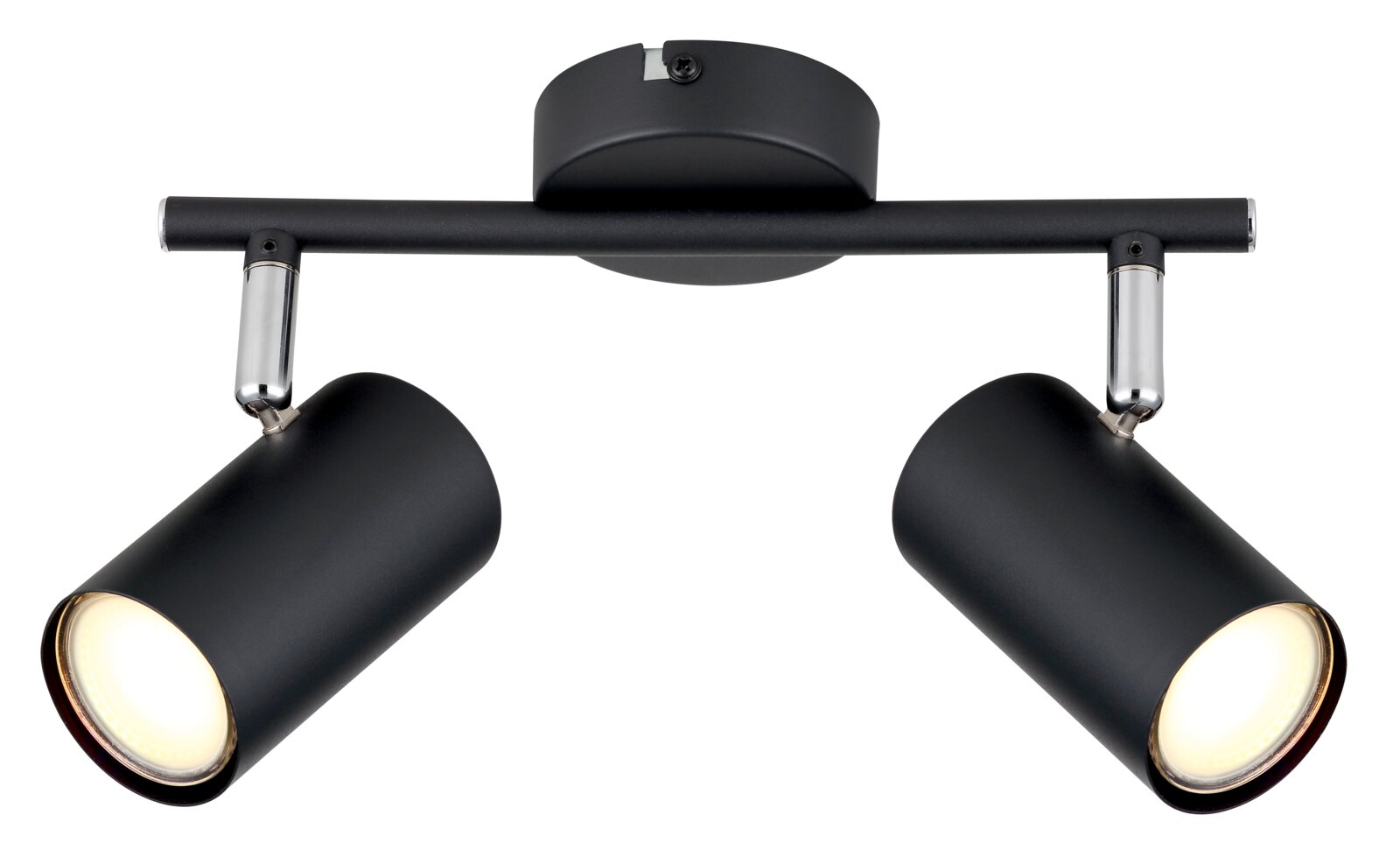 Globo Lighting Spot ALLVI Moderne zwarte spot met twee verstelbare lampen, gezien van voren.
