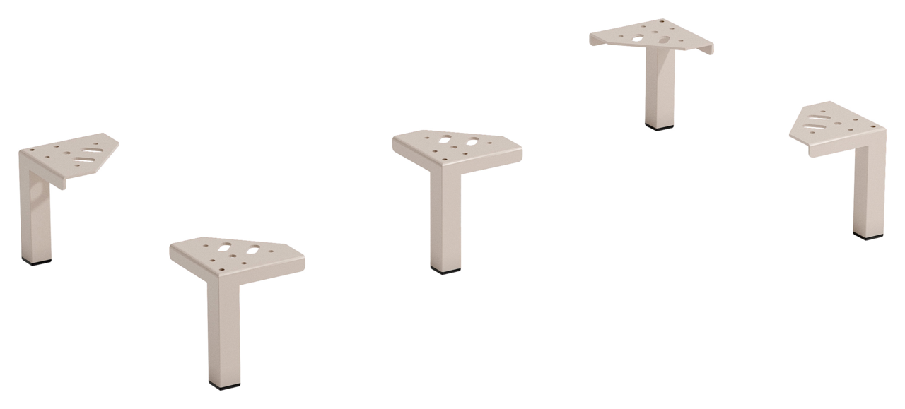 Fünfteiliges Fuß-Set in Cashmere-Farbe, perspektivisch von oben gezeigt.