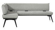 Graue Eckbank mit modernem Design, seitliche Perspektive
