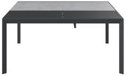Moderner Gartentisch mit grauer Tischplatte und schwarzem Gestell, Frontalansicht