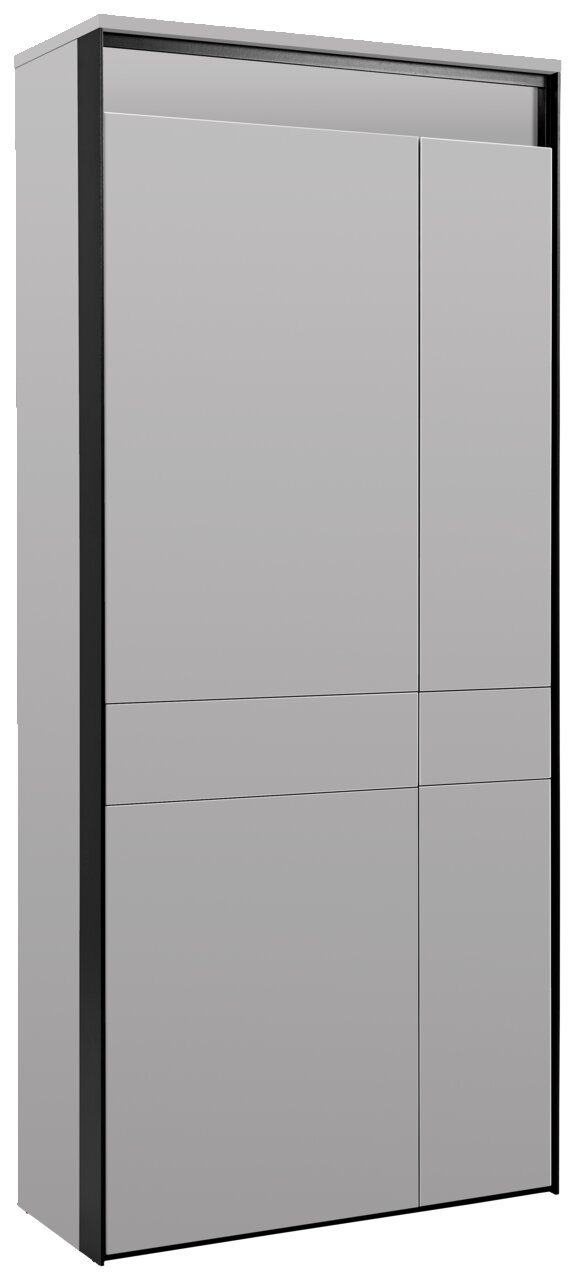 Moderner XL-Garderobenschrank in grauer Farbe, Frontalansicht