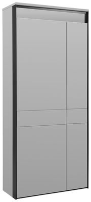 Moderner XL-Garderobenschrank in grauer Farbe, Frontalansicht