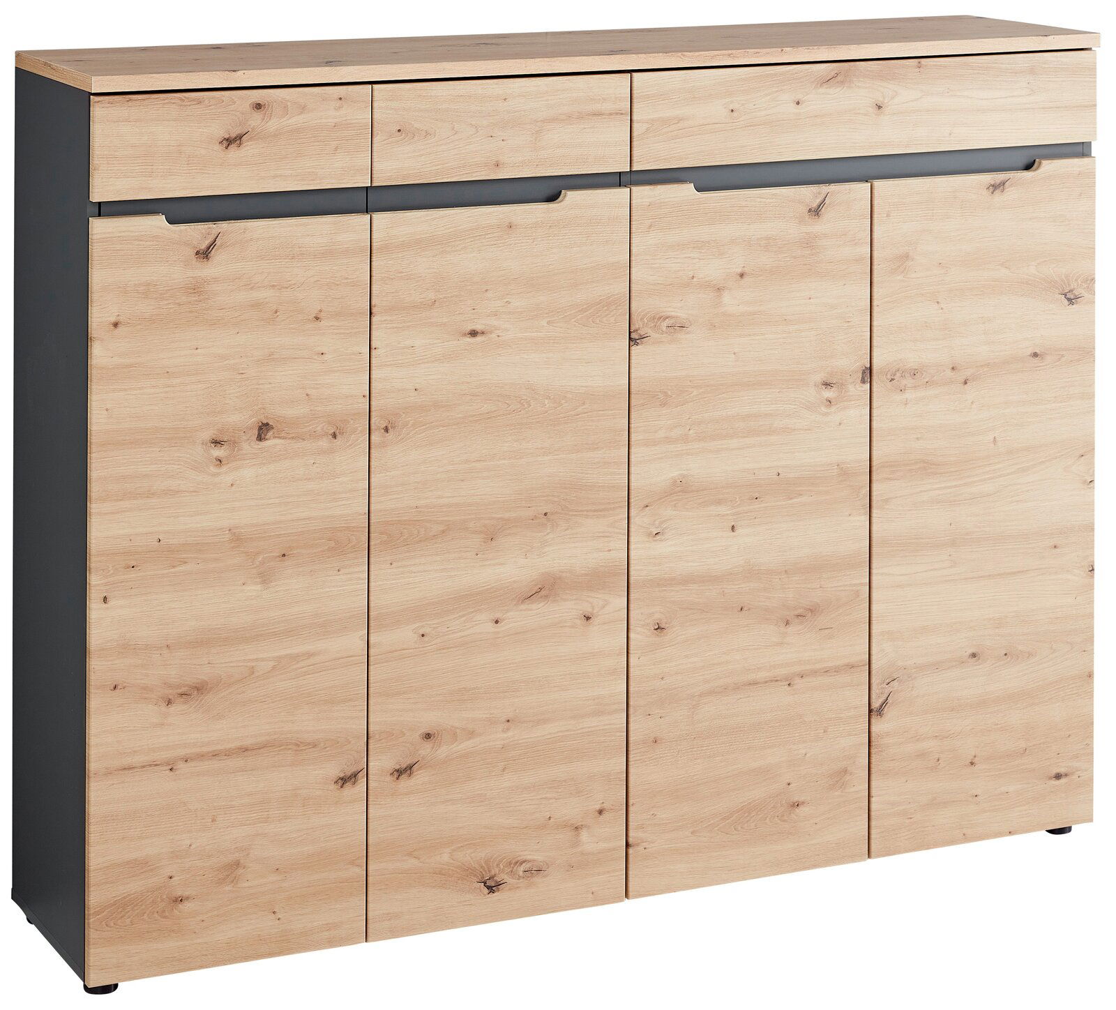 Voleo XL-Schuhschrank DETROIT Moderner XL-Schuhschrank aus Holz mit vier Türen, Frontansicht