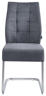 Moderner Schwingstuhl in grauem Stoffbezug, Frontalansicht