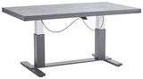 Moderner höhenverstellbarer Gartentisch aus Metall mit rechteckiger Tischplatte, seitliche Perspektive