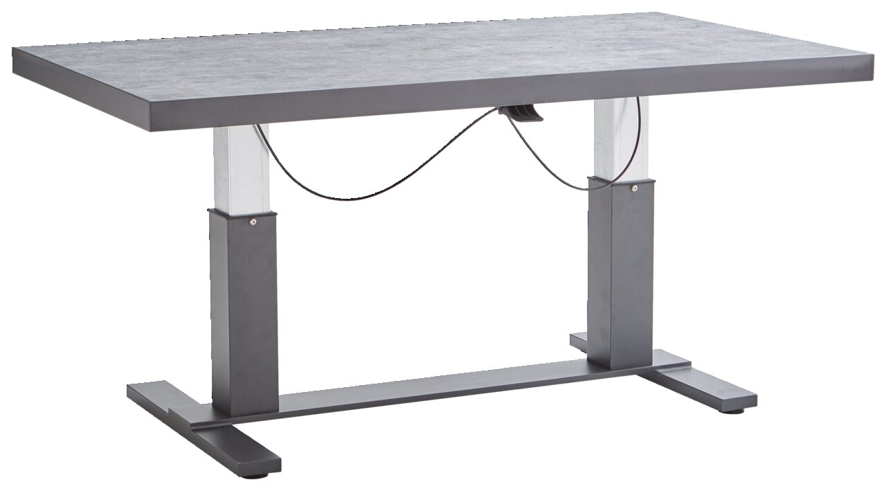 Amatio Gartentisch LUZERN Moderner höhenverstellbarer Gartentisch aus Metall mit rechteckiger Tischplatte, seitliche Perspektive