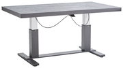 Moderner höhenverstellbarer Gartentisch aus Metall mit rechteckiger Tischplatte, seitliche Perspektive