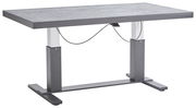 Moderner höhenverstellbarer Gartentisch aus Metall mit rechteckiger Tischplatte, seitliche Perspektive