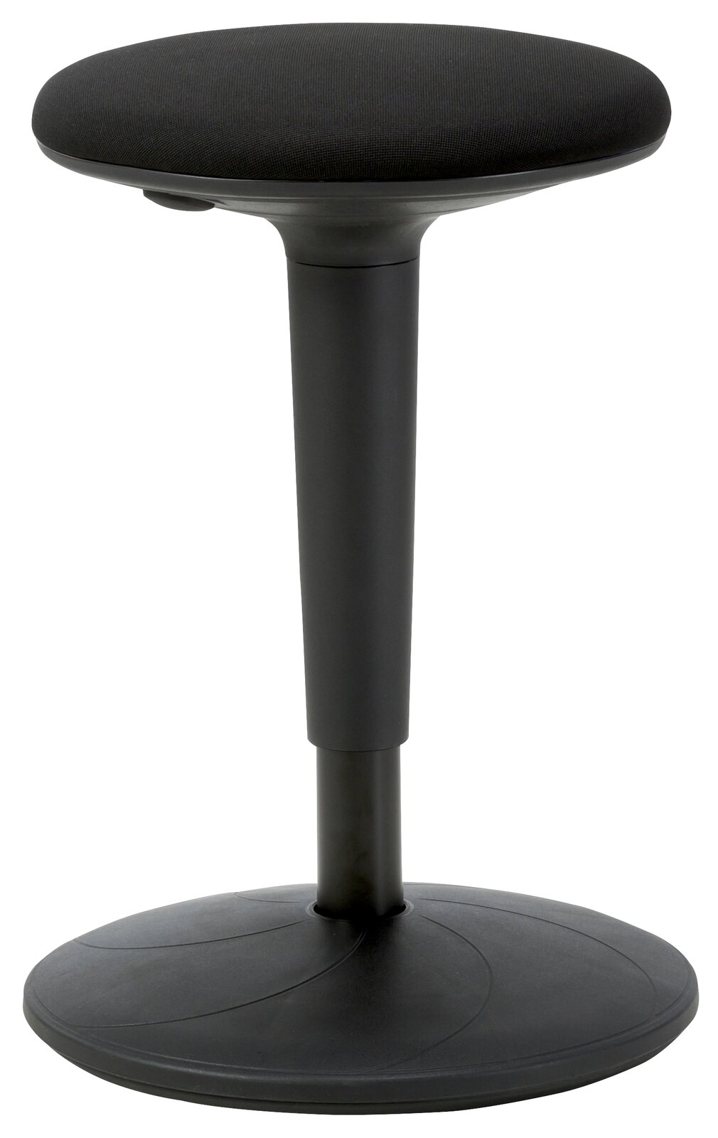 XORA Sitzhocker MOOVE Schwarzer Sitzhocker XORA MOOVE, seitliche Perspektive, mit rundem Sitz und stabiler Basis.