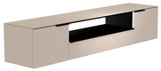 Beiges XL Hänge-Lowboard mit offenem Fach in der Mitte, seitliche Perspektive