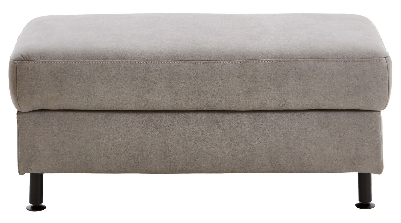 Grauer XXL Hocker mit schwarzem Metallgestell, Frontalansicht