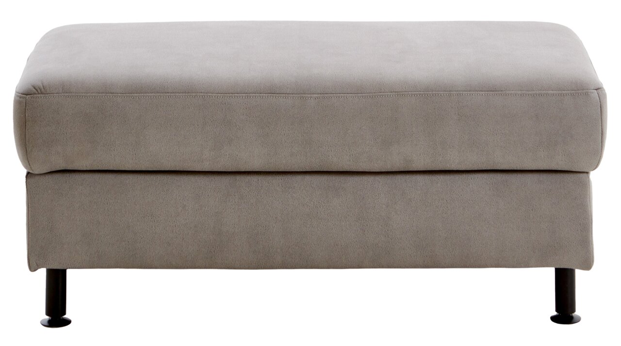 Grauer XXL Hocker mit schwarzem Metallgestell, Frontalansicht