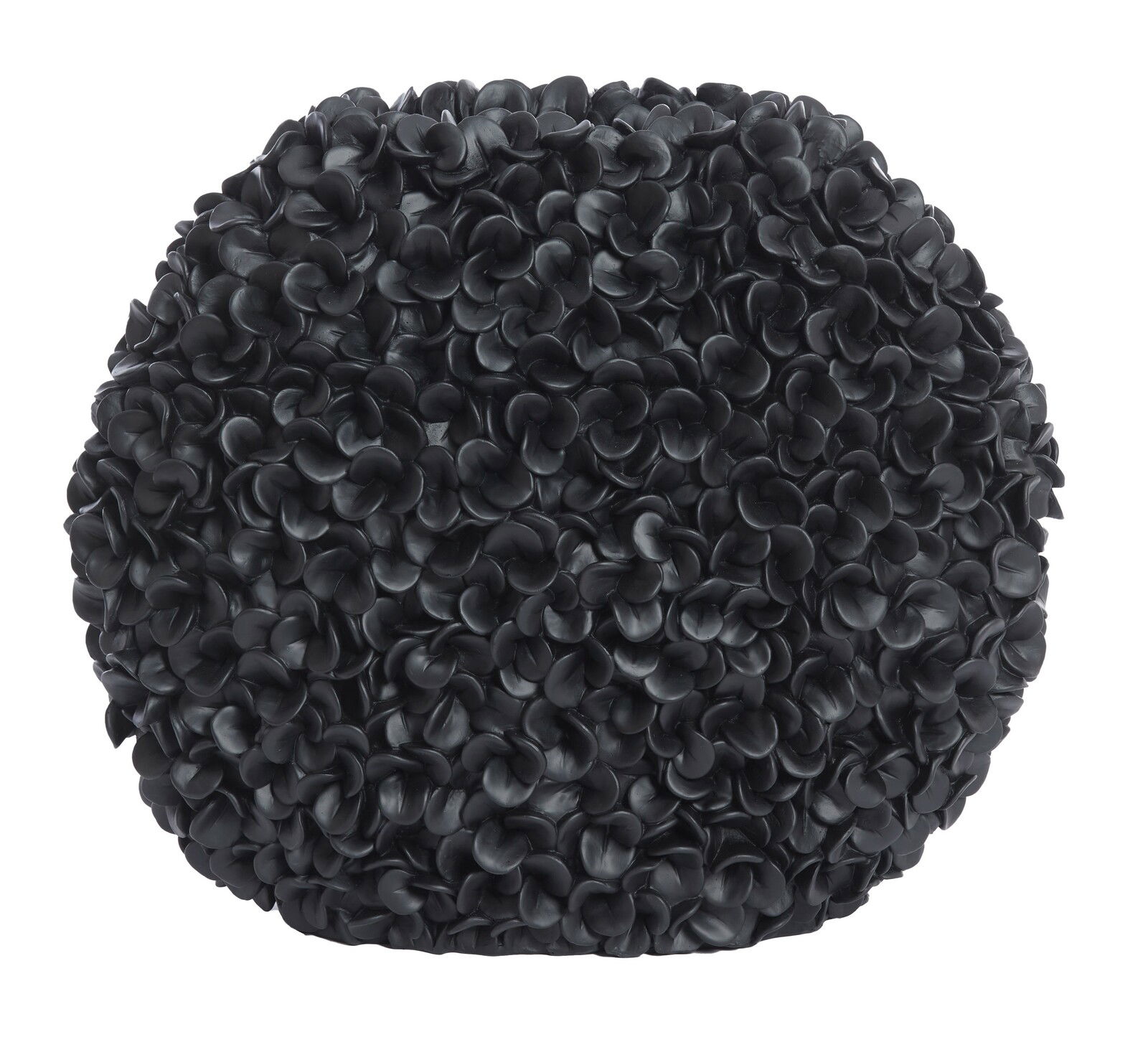 Light&Living Vase PHYLIA Schwarze Vase mit blütenartiger Struktur, frontal fotografiert.