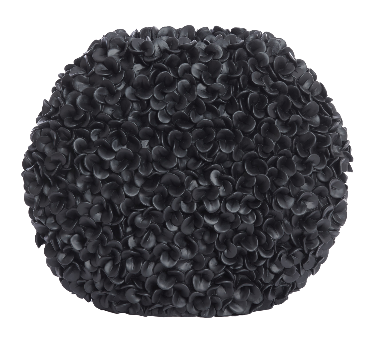 Light&Living Vase PHYLIA Schwarze Vase mit blütenartiger Struktur, frontal fotografiert.