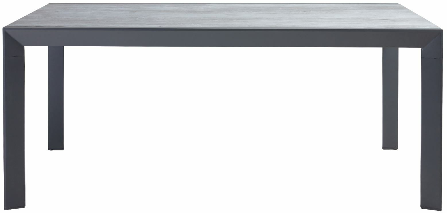 Moderner Gartentisch Ambia TERUEL in dunklem Grau, frontal abgebildet.