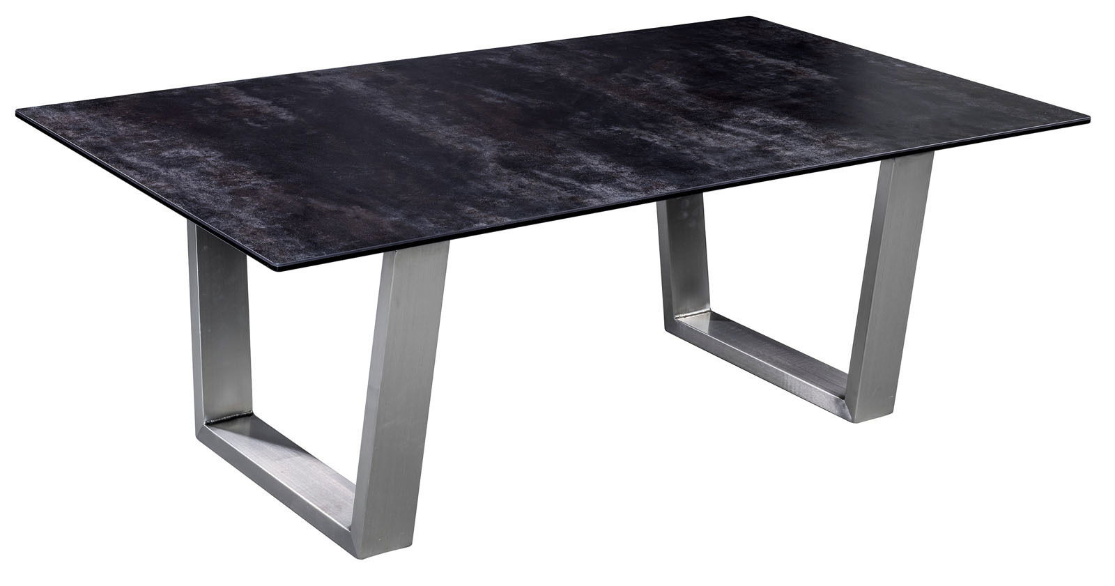 Novel Couchtisch GENUA Moderner Couchtisch mit dunkler Tischplatte und silbernen Metallbeinen, seitliche Perspektive