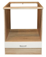 Herdumbauschrank aus Holz mit einer Schublade, Frontalansicht