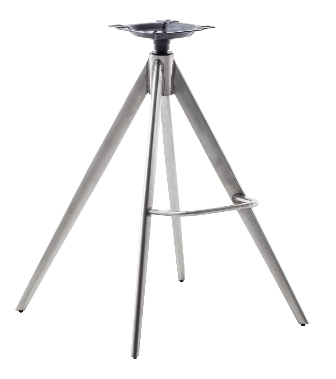 Metallisches Barstuhlgestell mit drei Beinen, seitliche Perspektive