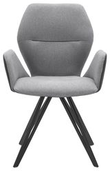 Grauer Armlehnenstuhl mit modernem Design, Vorderansicht