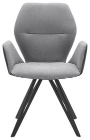 Grauer Armlehnenstuhl mit modernem Design, Vorderansicht