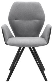 Grauer Armlehnenstuhl mit modernem Design, Vorderansicht