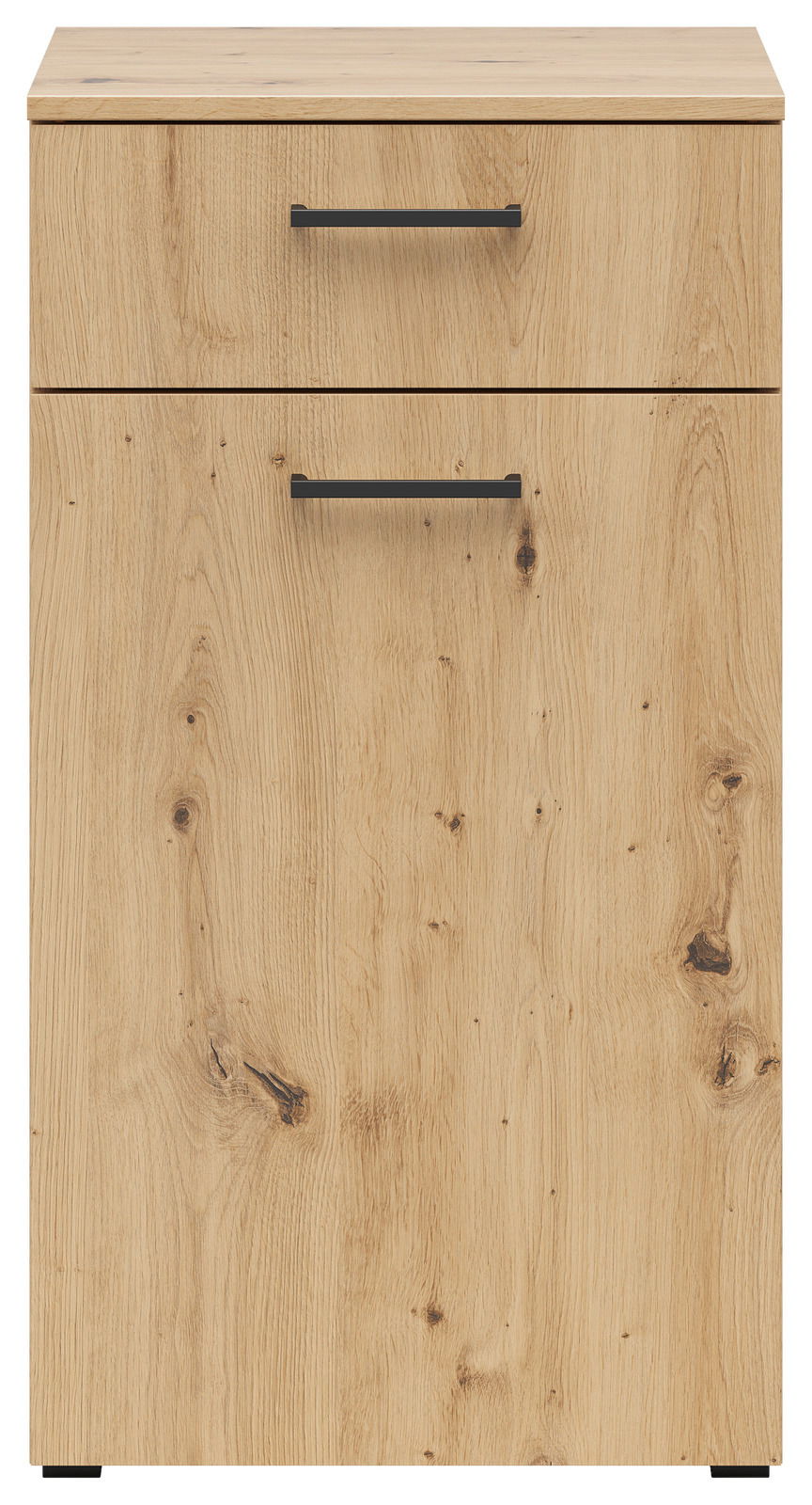 Kommode aus Holz mit zwei Schubladen, Frontansicht