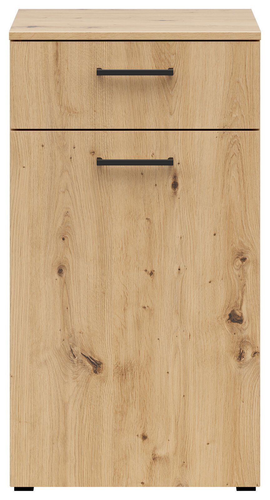 Kommode aus Holz mit zwei Schubladen, Frontansicht