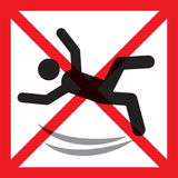 Symbol eines durchgestrichenen rutschenden Menschen, rote Umrandung, Draufsicht
