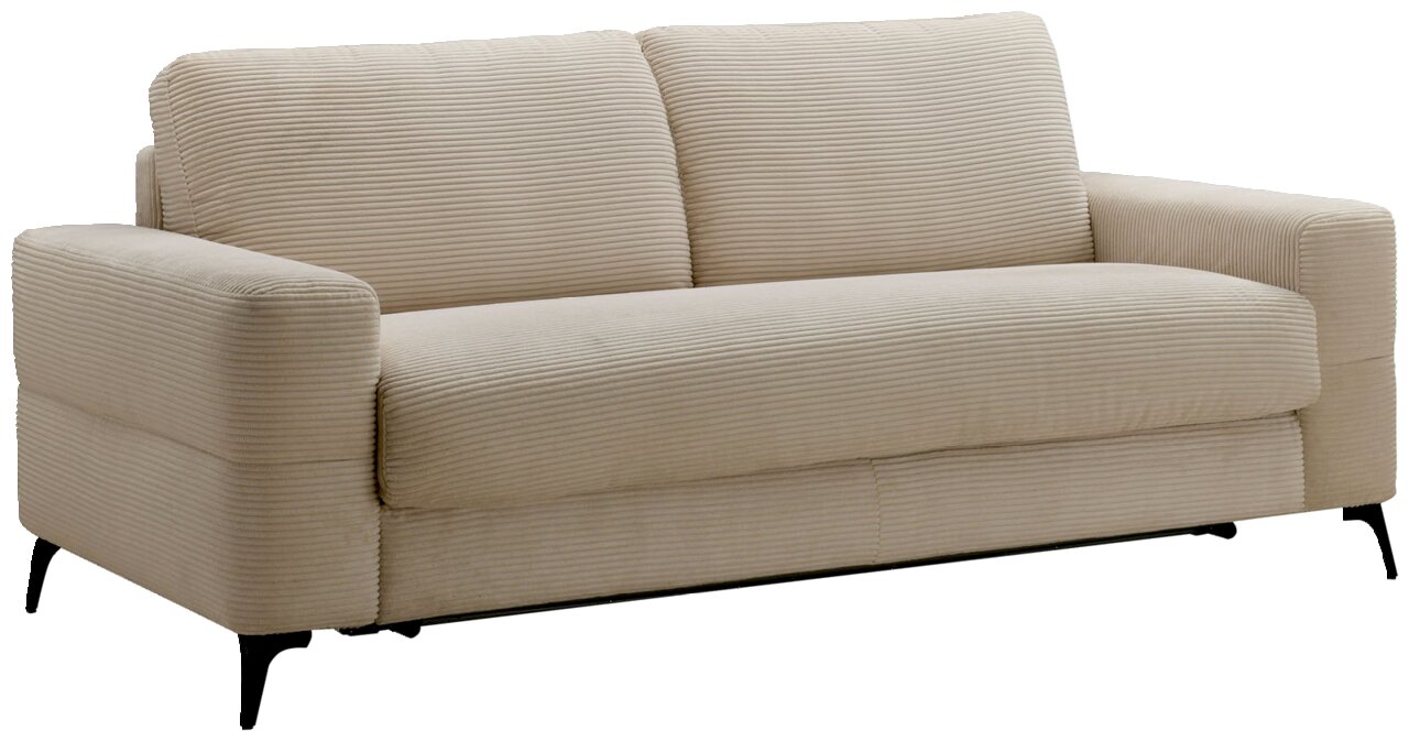 Z2 Funktionssofa KAMILA Beiges Funktionssofa mit geripptem Stoffbezug, seitliche Perspektive