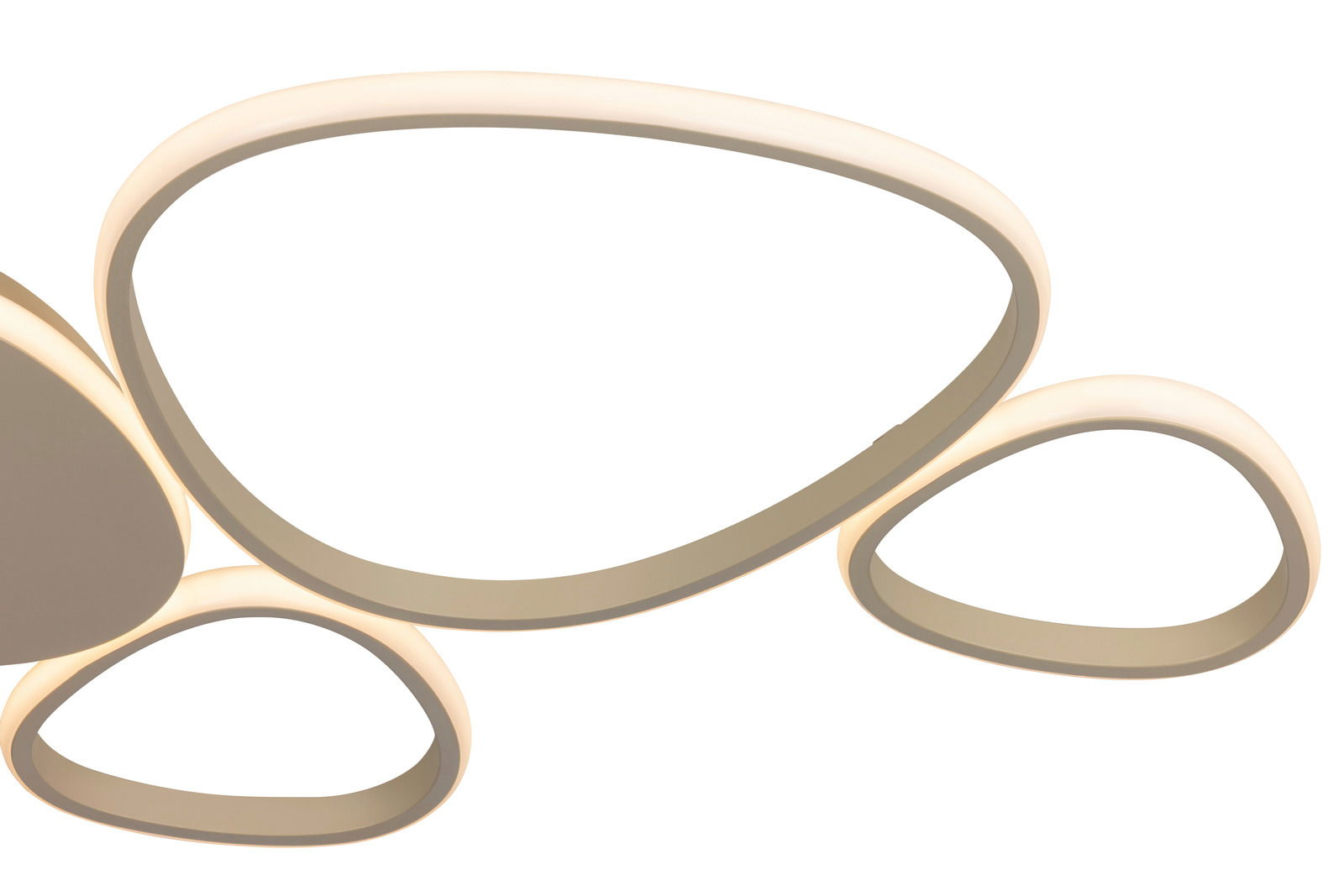 Novel LED-Deckenleuchte Moderne LED-Deckenleuchte mit organischen Formen, seitliche Perspektive