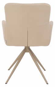 Rückansicht eines beigen Armlehnstuhls mit vier Beinen, Modell Plantagie Armlehnstuhl RUBY.