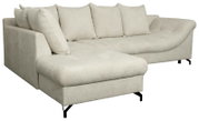 Beige Ecksofa mit Ottomane links, Vorderansicht