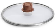 Glasdeckel mit Holzgriff, seitliche Perspektive